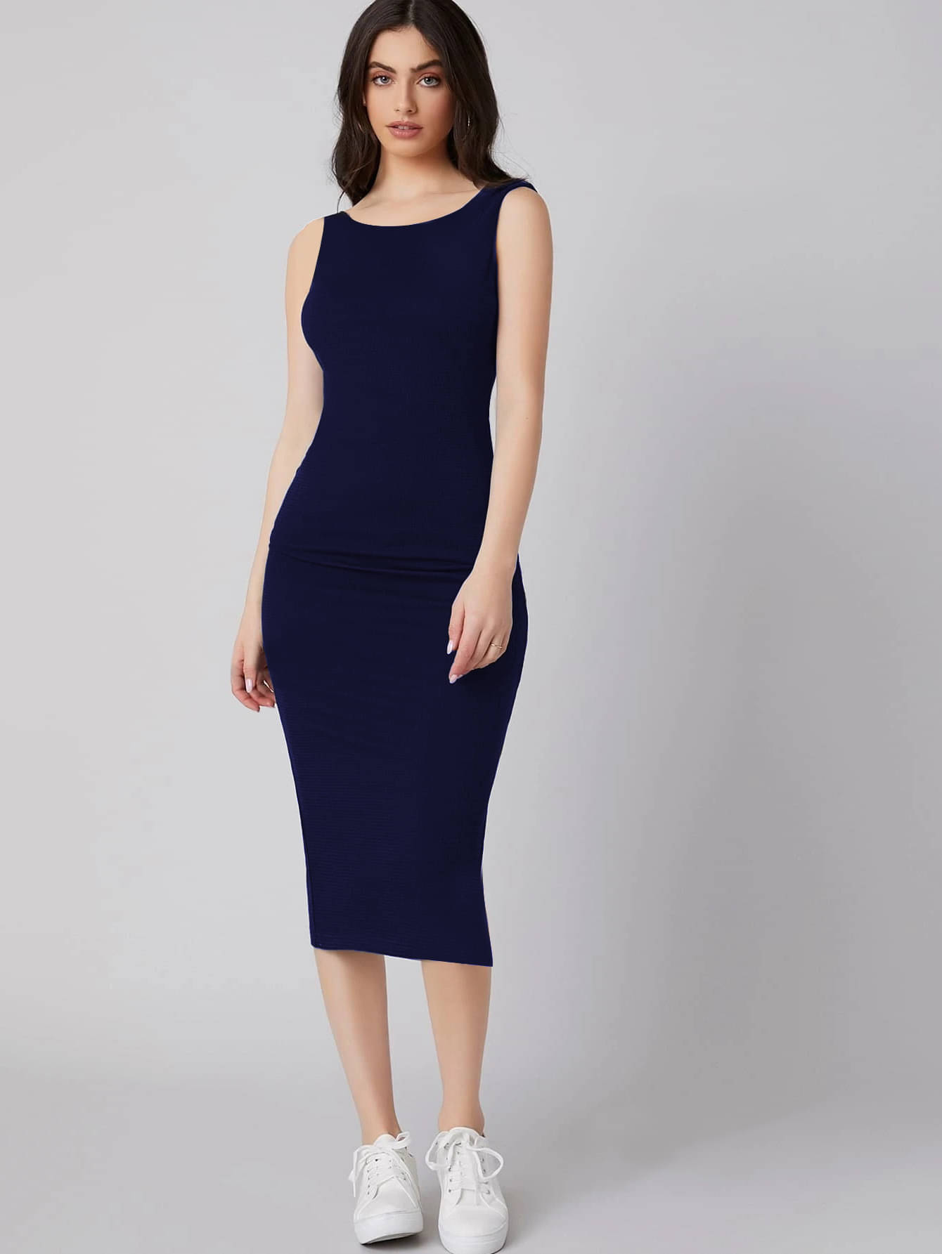     			TOOCHKI Women Lycra Solid Bodycon Dress ( Blue )
