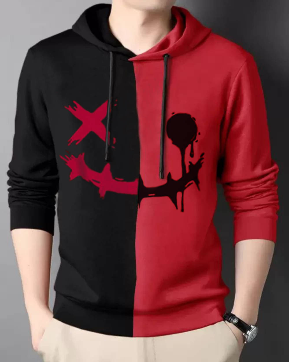 Try This Cotton Blend Regular Fit Colorblock Full Sleeves Men's Hooded T-Shirt - Red ( Pack of 1 ) Try This Cotton Blend Regular Fit Colorblock Full Sleeves Men's Hooded T-Shirt - Red ( Pack of 1 )
