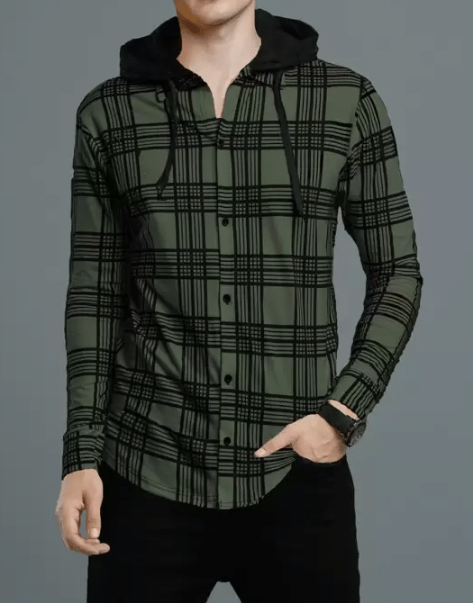 Try This Cotton Blend Regular Fit Checks Full Sleeves Men's Hooded T-Shirt - Green ( Pack of 1 ) Try This Cotton Blend Regular Fit Checks Full Sleeves Men's Hooded T-Shirt - Green ( Pack of 1 )