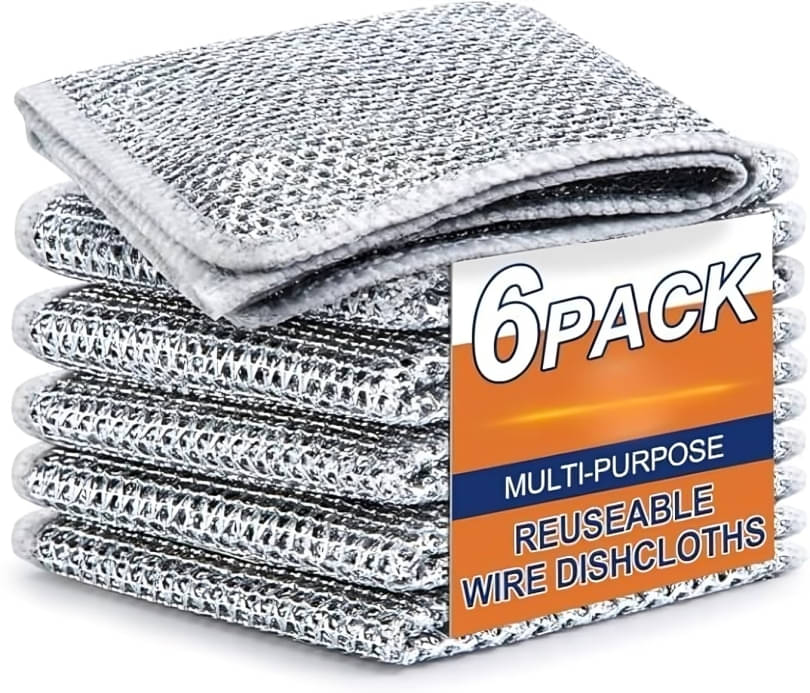 Stainless Steel Scrubber Non-Scratch Wire Dishcloth for Washing Dishes Sinks Counters (Pack of 6) Stainless Steel Scrubber Non-Scratch Wire Dishcloth for Washing Dishes Sinks Counters (Pack of 6)