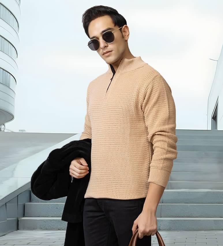 tysort Woollen Blend High Neck Men's Full Sleeves Pullover Sweater - Beige ( Pack of 1 ) tysort Woollen Blend High Neck Men's Full Sleeves Pullover Sweater - Beige ( Pack of 1 )