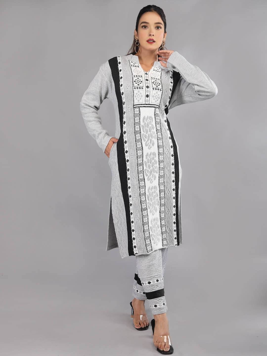 tysort Woollen Self Design Kurti With Pants Women's Stitched Salwar Suit - Light Grey ( Pack of 1 )     			tysort Woollen Self Design Kurti With Pants Women's Stitched Salwar Suit - Light Grey ( Pack of 1 )