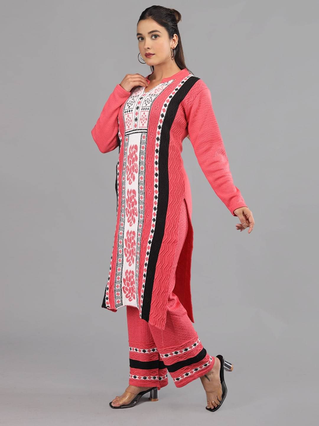 tysort Woollen Self Design Kurti With Pants Women's Stitched Salwar Suit - Pink ( Pack of 1 ) tysort Woollen Self Design Kurti With Pants Women's Stitched Salwar Suit - Pink ( Pack of 1 )