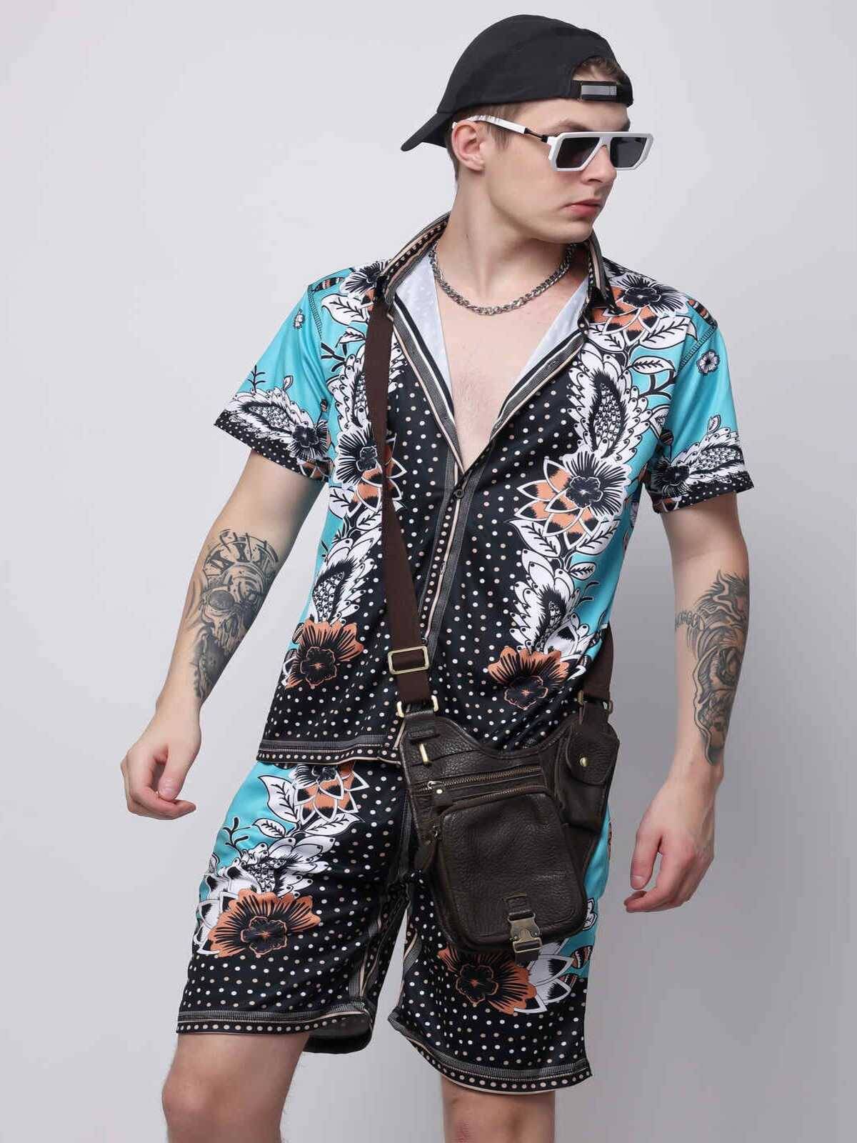 yellow tree Men's Shirt With Shorts Co-Ords Set ( Pack of 1 , Multicolor ) yellow tree Men's Shirt With Shorts Co-Ords Set ( Pack of 1 , Multicolor )