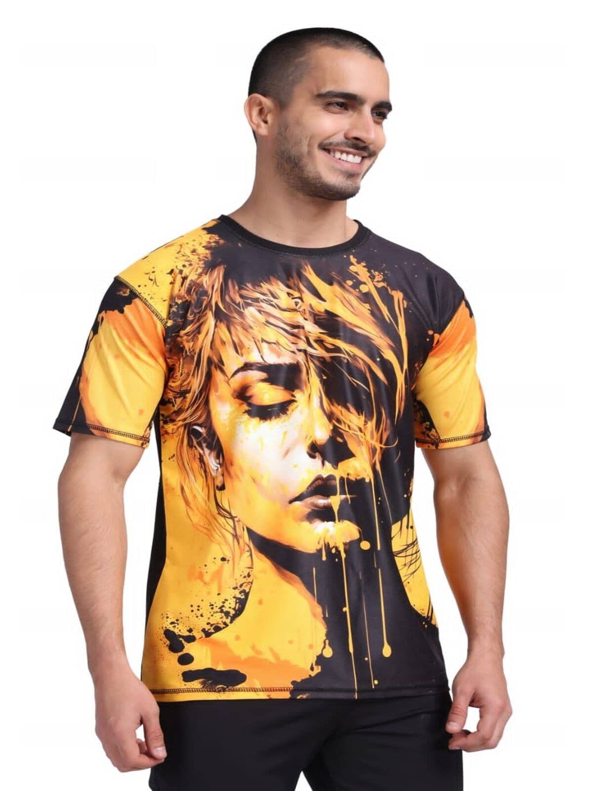 yellow tree Polyester Regular Fit Printed Half Sleeves Men's Round T-Shirt - Multicolor ( Pack of 1 )