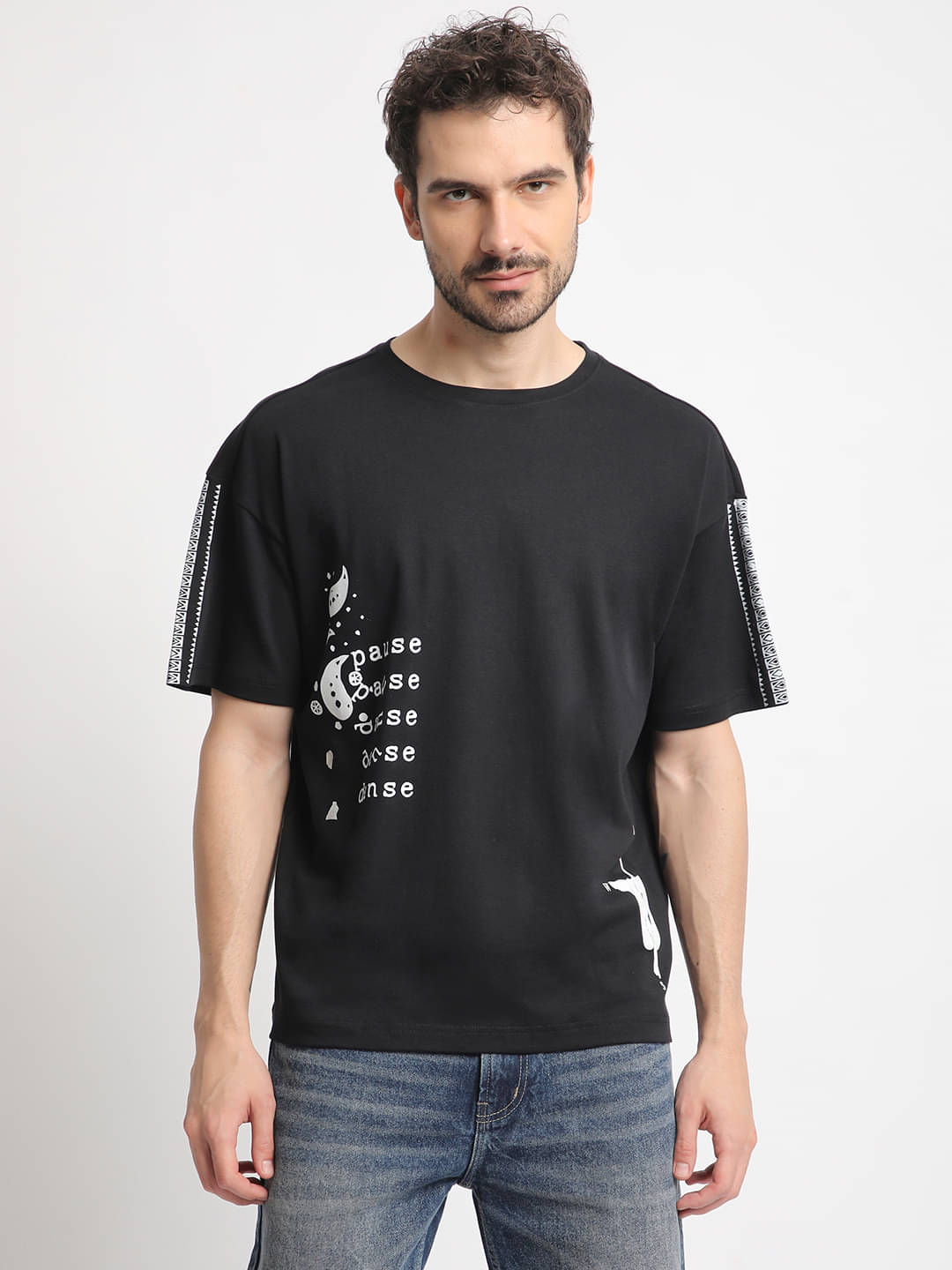 Bene Kleed Men Graphic Printed Round Neck Cotton Oversized T-shirt Bene Kleed Men Graphic Printed Round Neck Cotton Oversized T-shirt