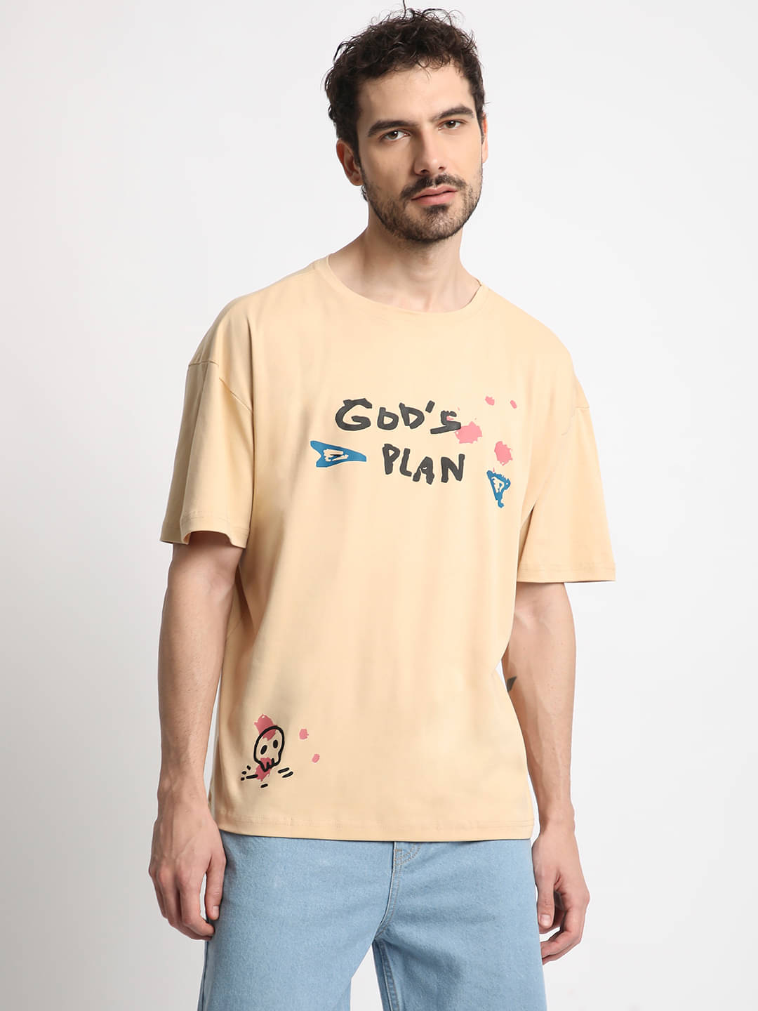 Bene Kleed Men Graphic Printed Round Neck Cotton Oversized T-shirt Bene Kleed Men Graphic Printed Round Neck Cotton Oversized T-shirt