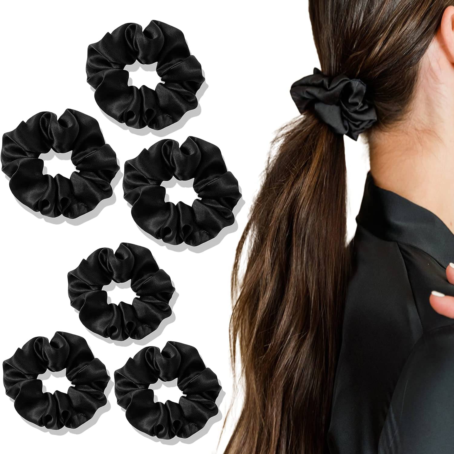     			Blubby Black Scrunchie ( Pack of 6 )