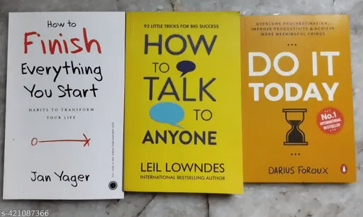     			Combo Of 3 Books :- How To Finish Everything You Start + How To Talk Anyone + Do It Today (English, Paperback, Jan Yager, Leil Lowndes, Darius Foroux)
