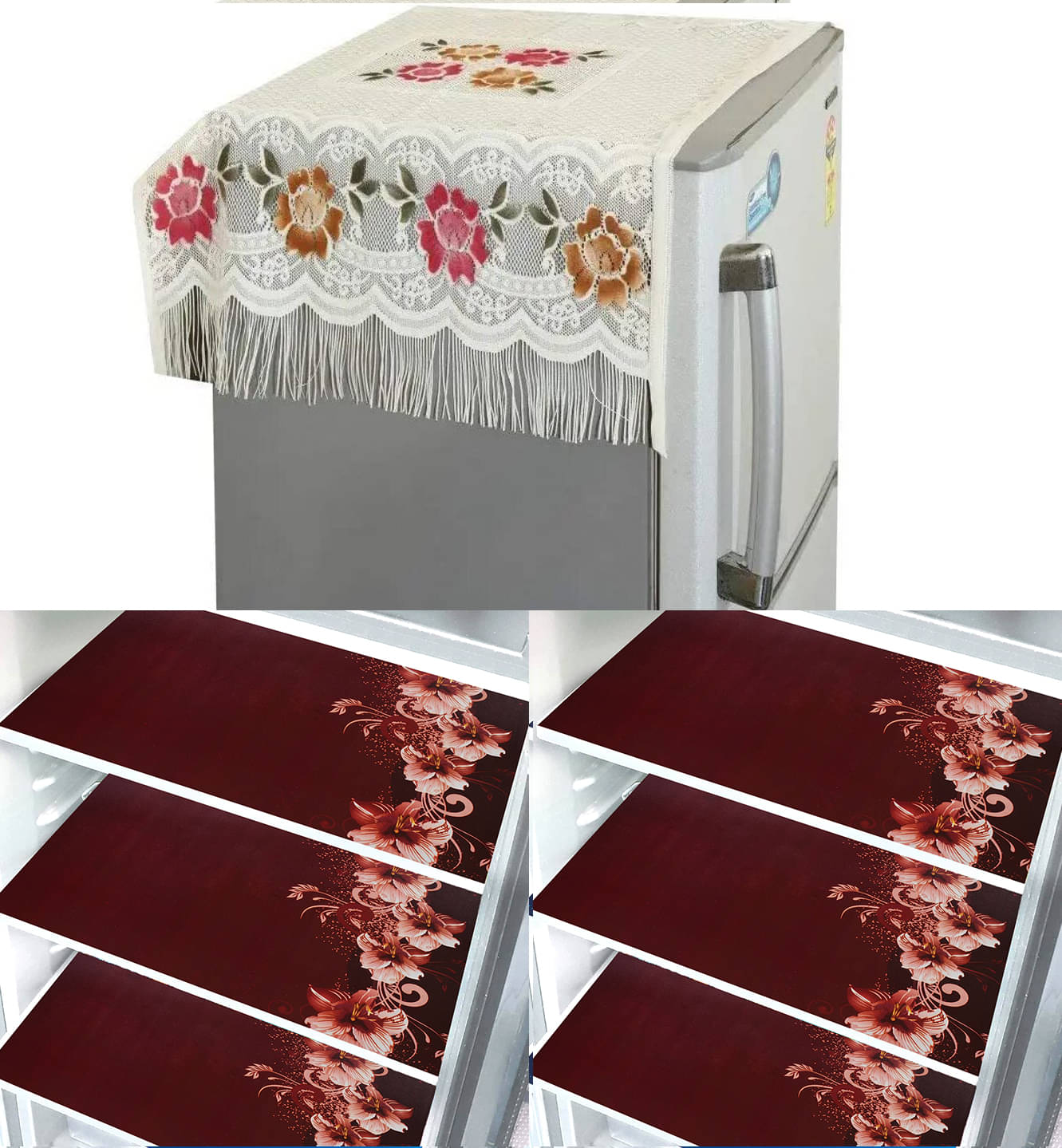 Crosmo Polyester Abstract Printed Fridge Mat & Cover ( 99 53 ) Pack of 7 - Multicolor Crosmo Polyester Abstract Printed Fridge Mat & Cover ( 99 53 ) Pack of 7 - Multicolor