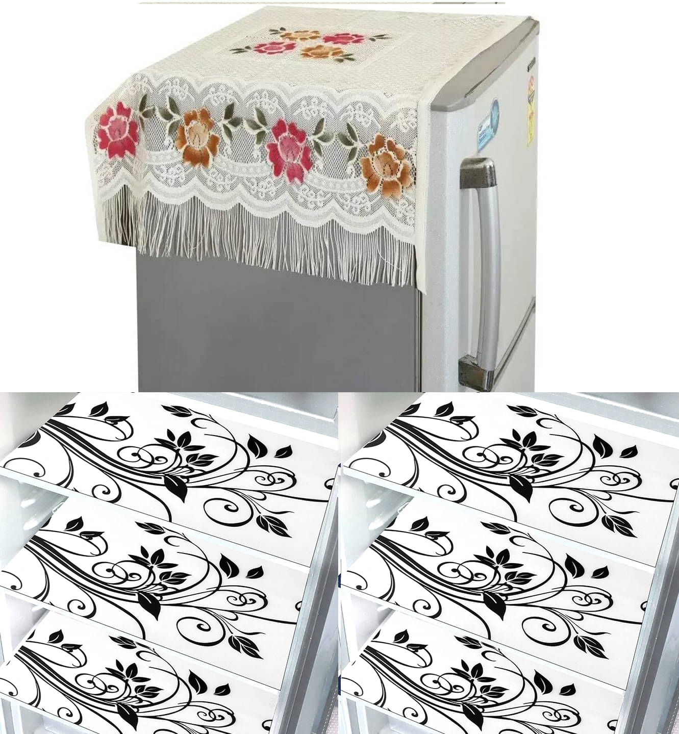 Crosmo Polyester Abstract Printed Fridge Mat & Cover ( 99 53 ) Pack of 7 - Multicolor Crosmo Polyester Abstract Printed Fridge Mat & Cover ( 99 53 ) Pack of 7 - Multicolor