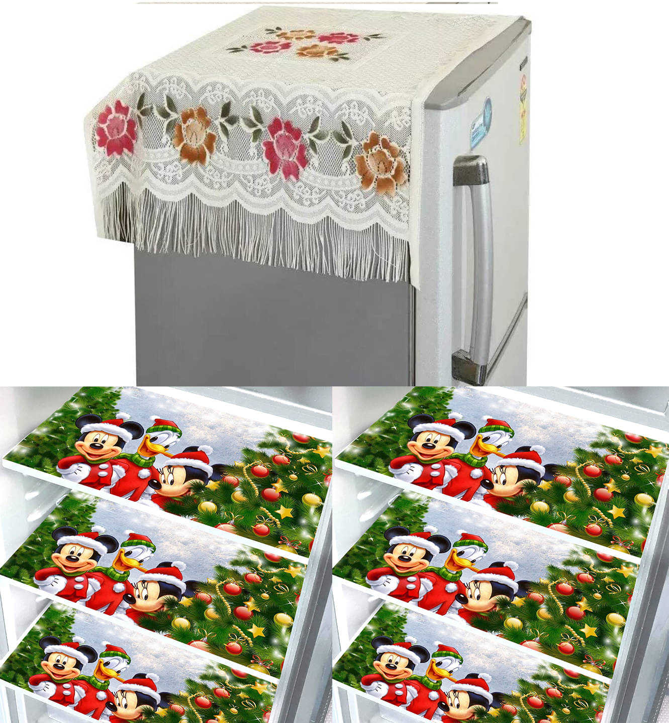 Crosmo Polyester Graphic Fridge Mat & Cover ( 99 53 ) Pack of 7 - Multicolor Crosmo Polyester Graphic Fridge Mat & Cover ( 99 53 ) Pack of 7 - Multicolor