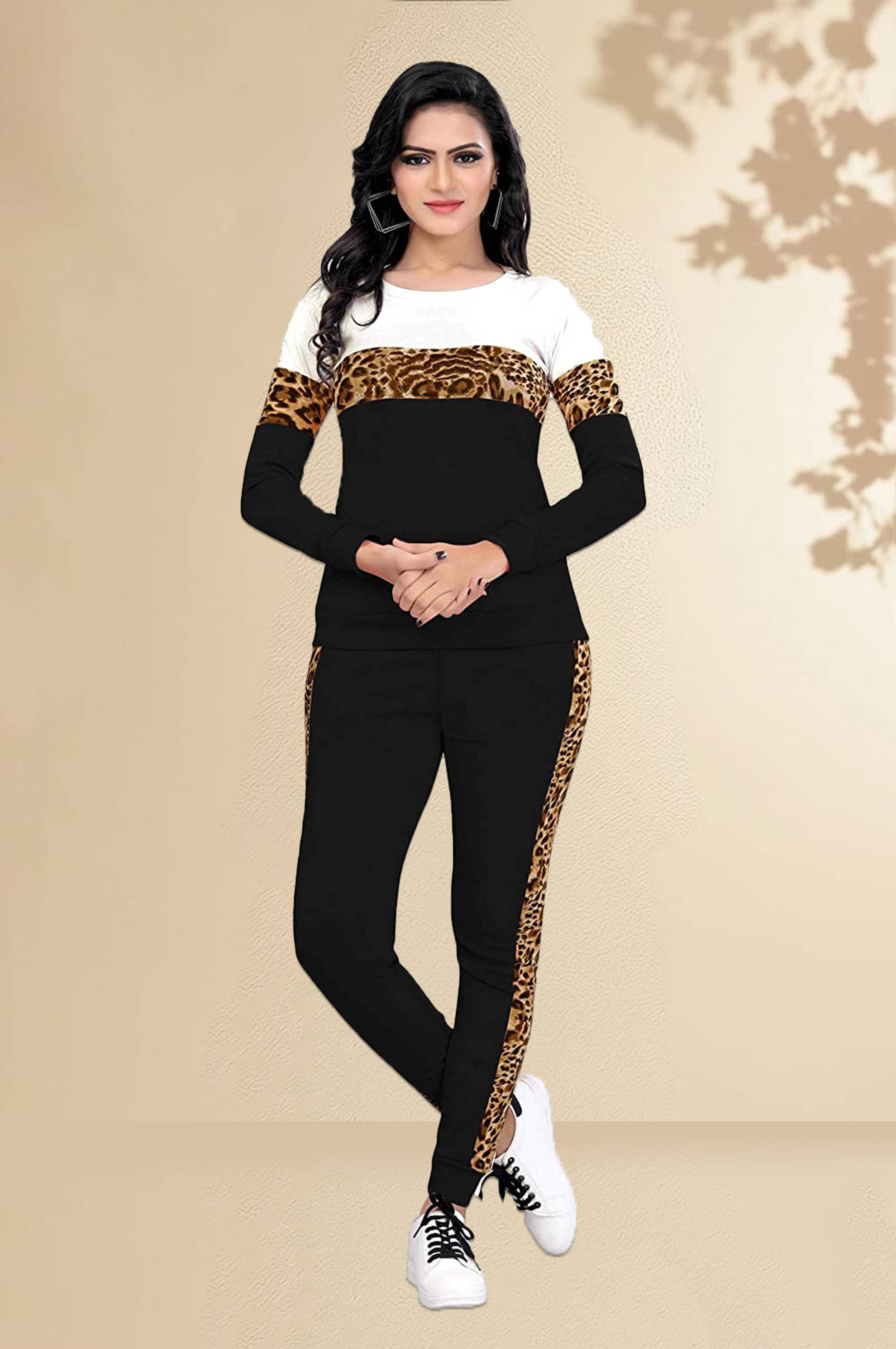     			DTR FASHION Black Cotton Blend Striped Tracksuit - Pack of 1