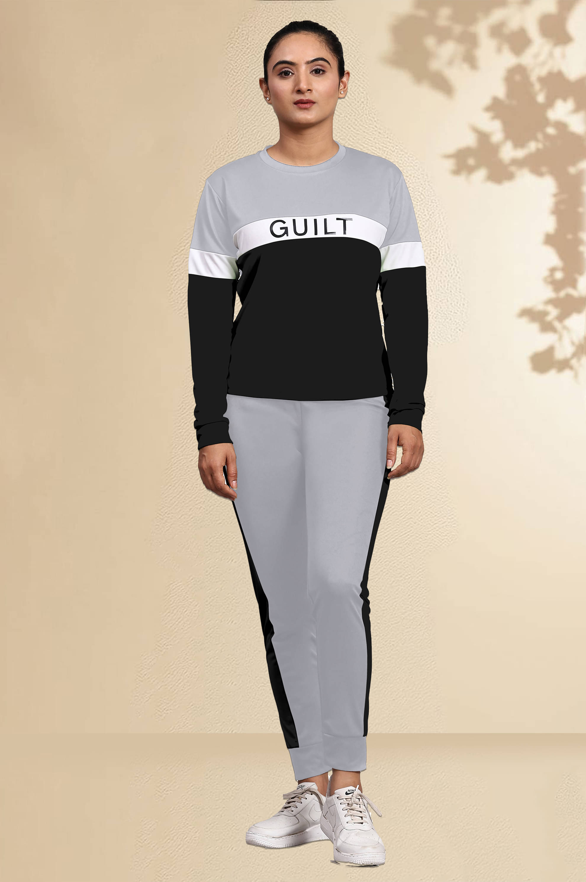 DTR FASHION Grey Cotton Blend Colorblock Tracksuit - Pack of 1 DTR FASHION Grey Cotton Blend Colorblock Tracksuit - Pack of 1