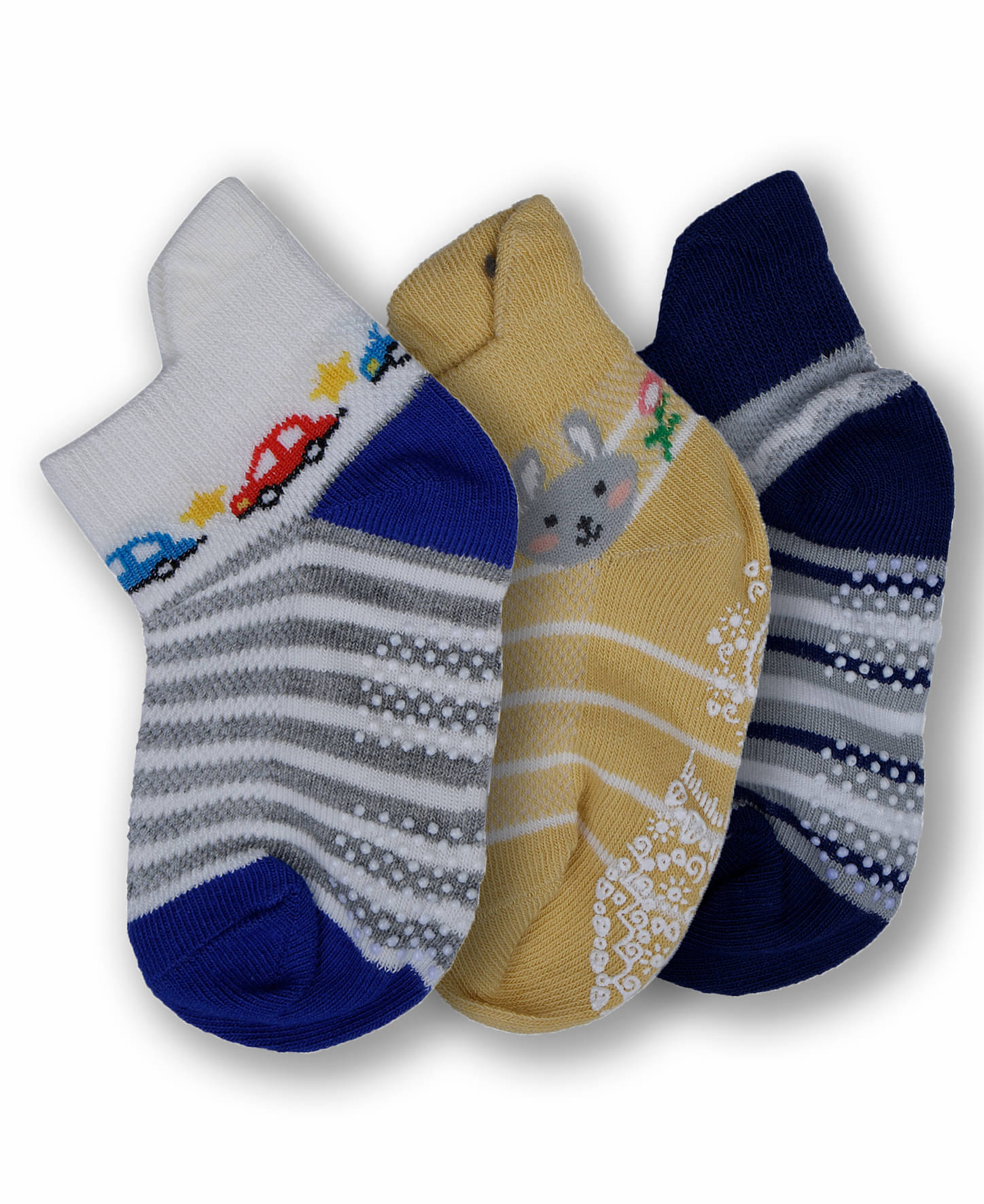     			Dollar Pack of 3 Cotton Boy's Ankle Length Socks ( Multicolor )