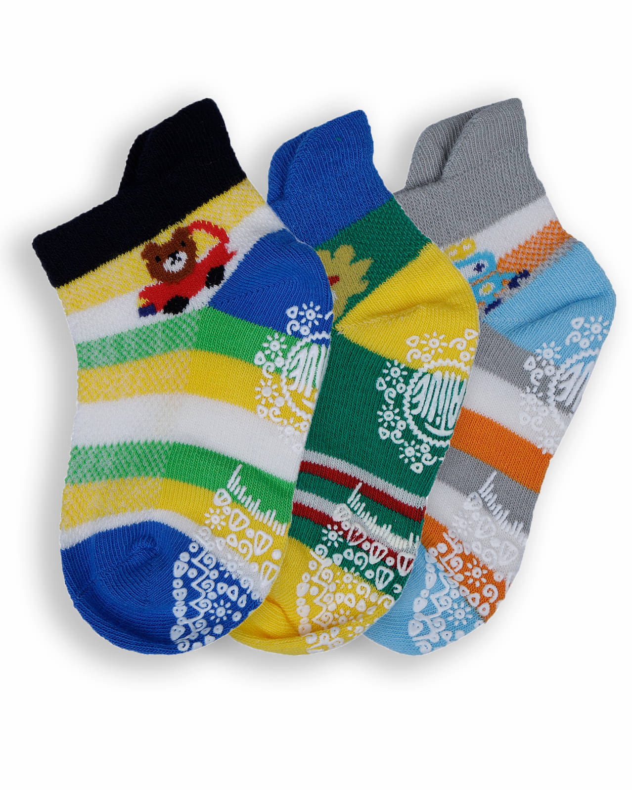     			Dollar Pack of 3 Cotton Boy's Ankle Length Socks ( Multicolor )
