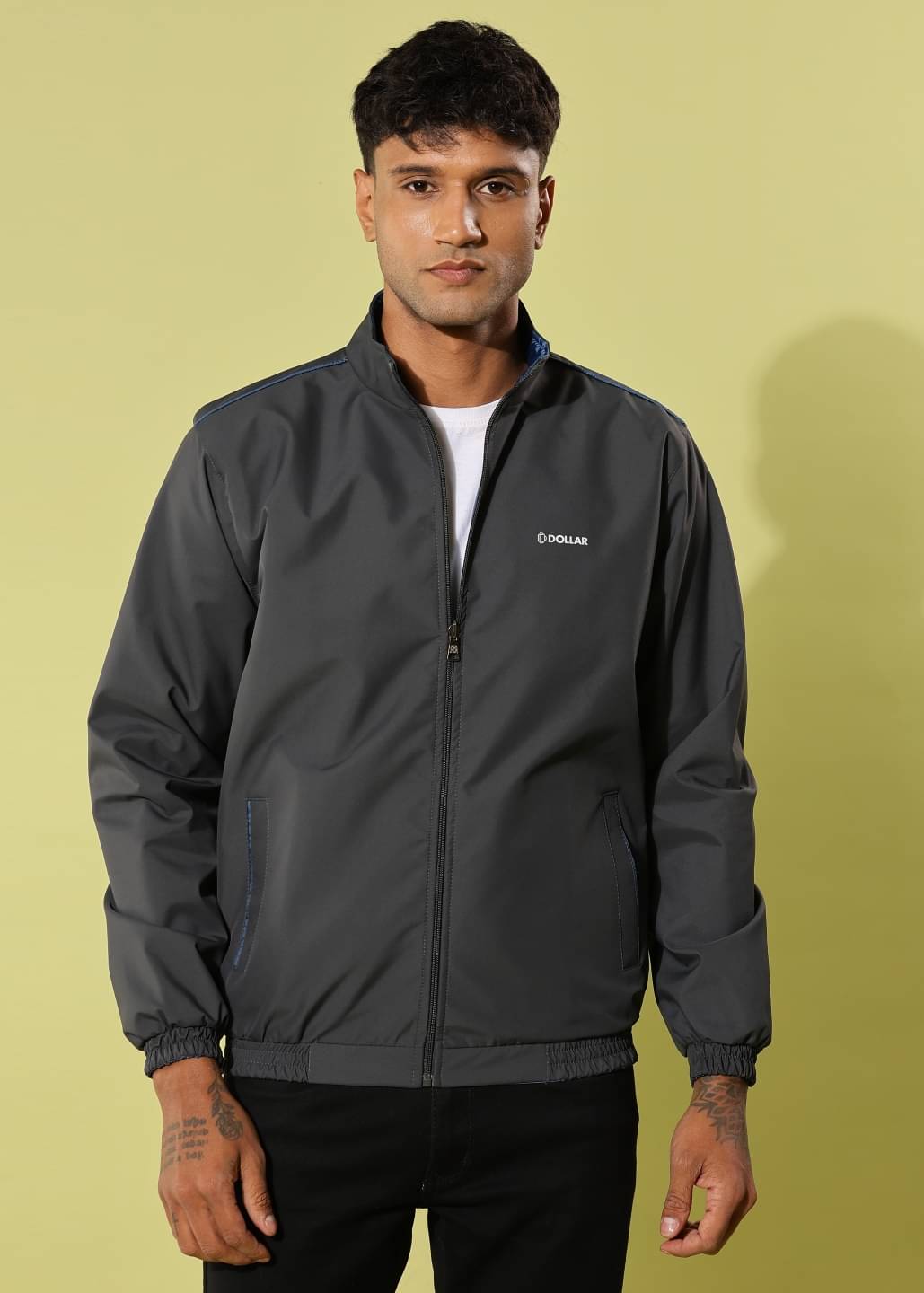     			Dollar Polyester Blend Men's Windcheater Jacket - Grey ( Pack of 1 )