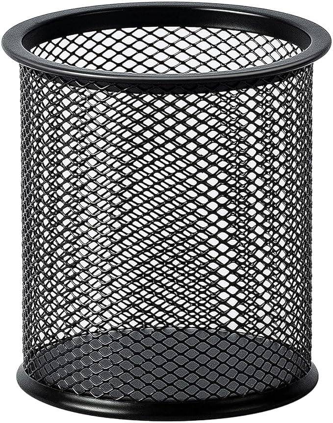     			ECLET Black Pen Holder Cup for Desk, Black Wire Mesh Pencil Cup Holder for Desk Office Pen Organizer_A