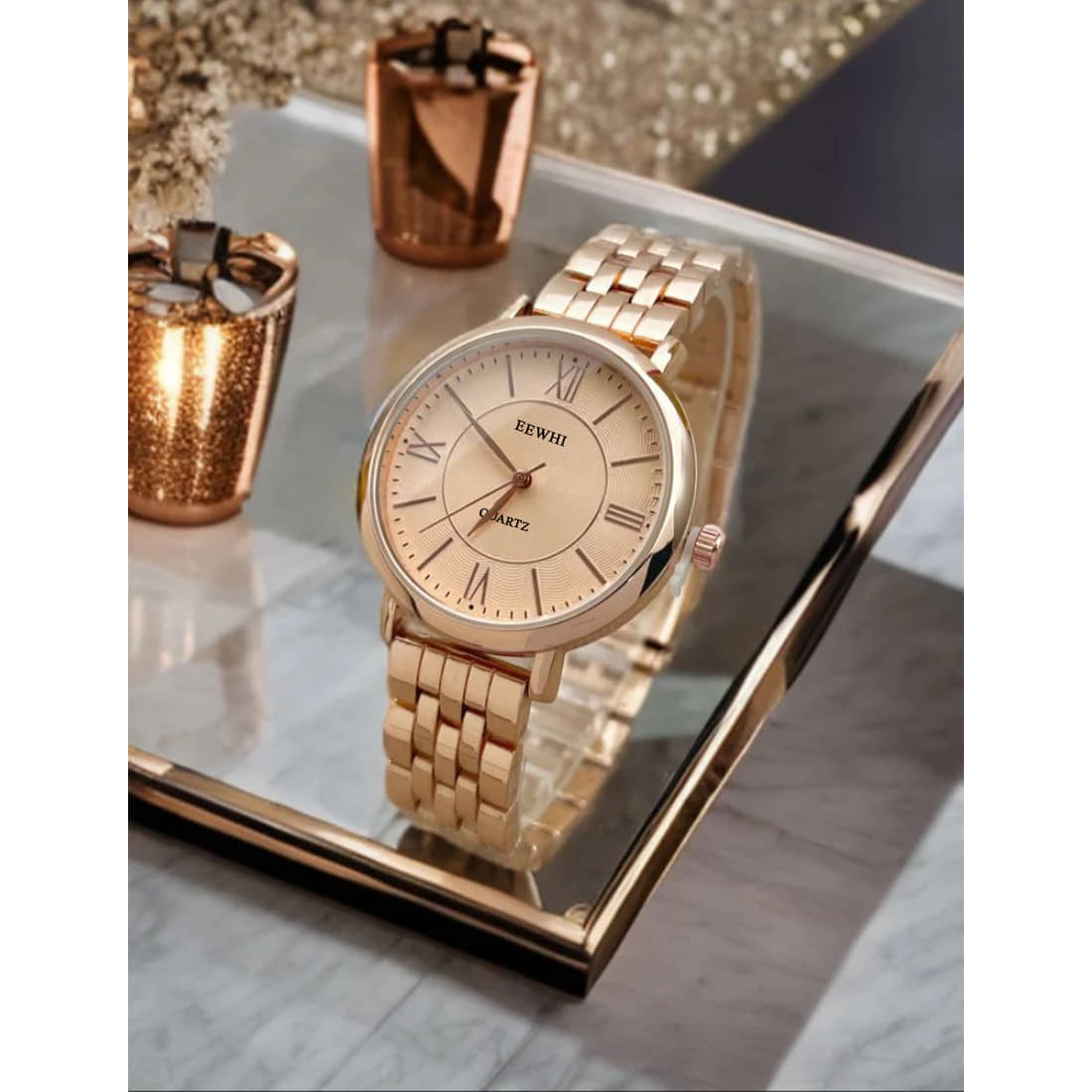 EEWHI Rose Gold Metal Analog Womens Watch
