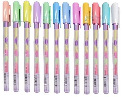     			Eclet 12 Pcs Neon Color Set Neon Metallic Fluorescence Highlighter Pastel Gel Pen For Art Sketch Doodle Painting Drawing Kids Gift_A