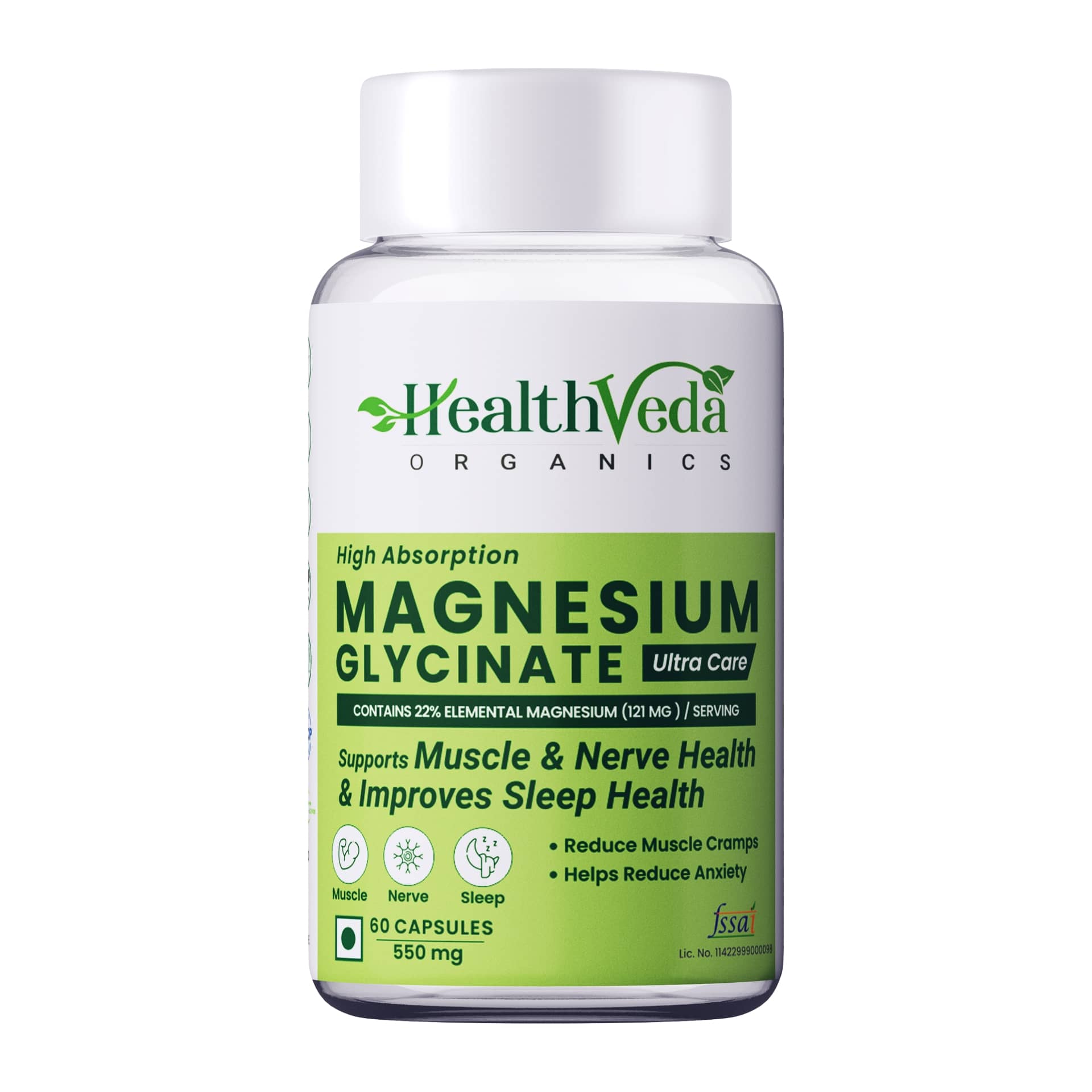 Health Veda Organics Magnesium Glycinate 60 no.s Minerals Capsule