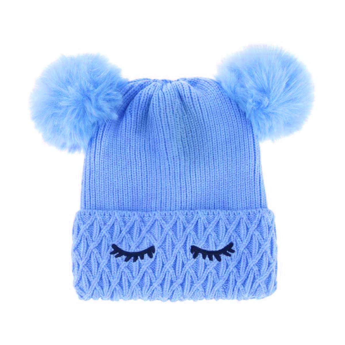     			INFISPACE Baby's Super Warm Winter Woolen Skull Beanie Cap with Fur Inside| Double Pompom Baby Hat (Age: 6 Months to 3 Years) BlueColor,Cap,Winter Cap,Cap for kids,Kids Cap,Winter Money Cap,Thandi ke cap
