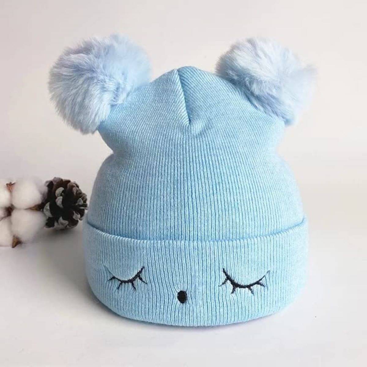     			INFISPACE Baby's Super Warm Winter Woolen Skull Beanie Cap with Fur Inside| Double Pompom Baby Hat (Age: 6 Months to 3 Years) BlueColor,Cap,Winter Cap,Cap for kids,Kids Cap,Winter Money Cap,Thandi ke cap