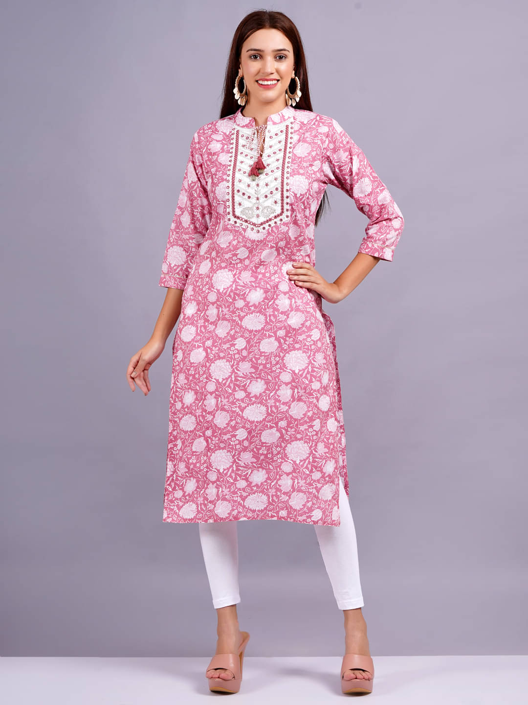 JC4U Cotton Printed Straight Women's Kurti - Pink ( Pack of 1 )     			JC4U Cotton Printed Straight Women's Kurti - Pink ( Pack of 1 )