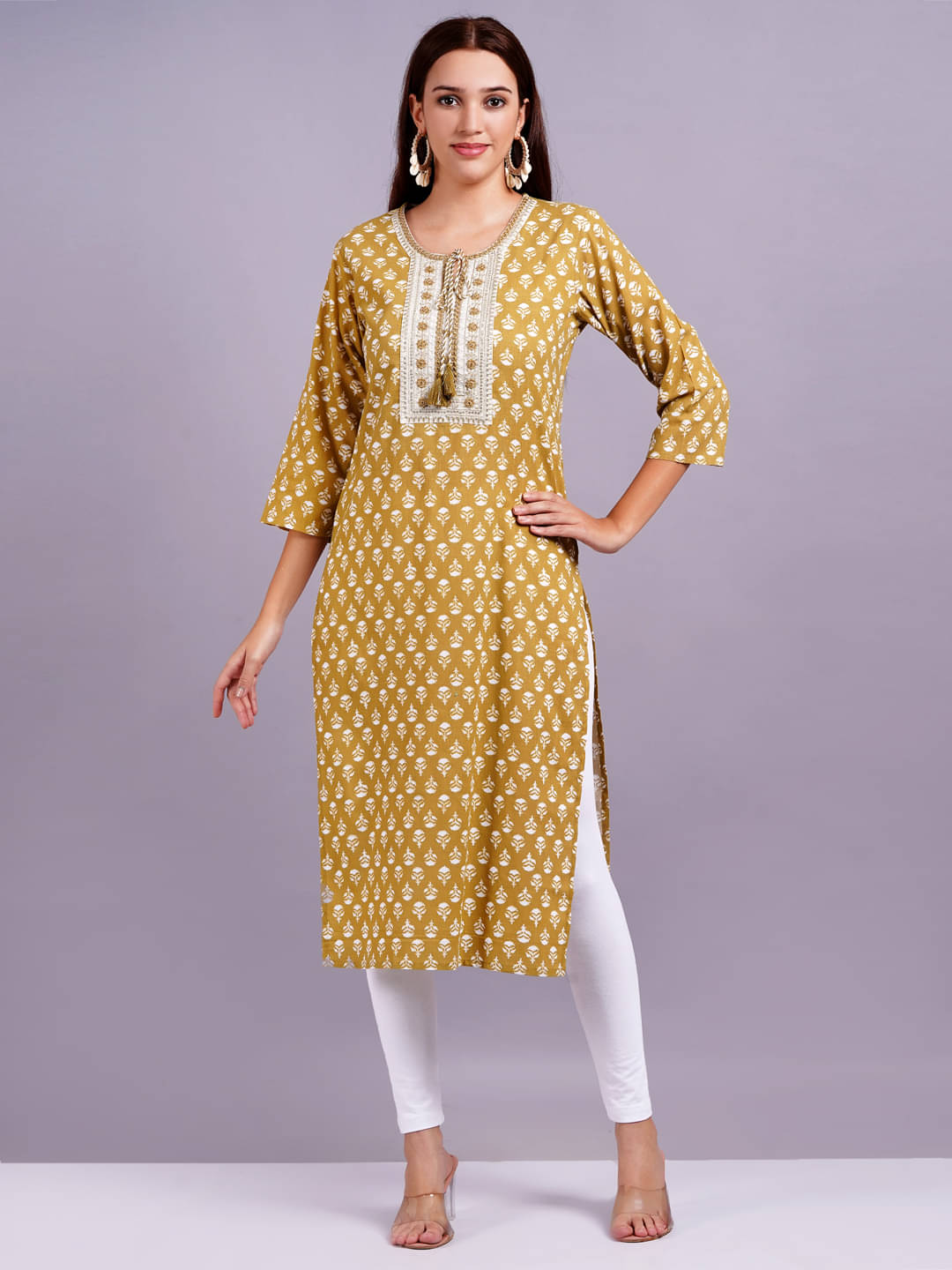 JC4U Cotton Printed Straight Women's Kurti - Yellow ( Pack of 1 )     			JC4U Cotton Printed Straight Women's Kurti - Yellow ( Pack of 1 )