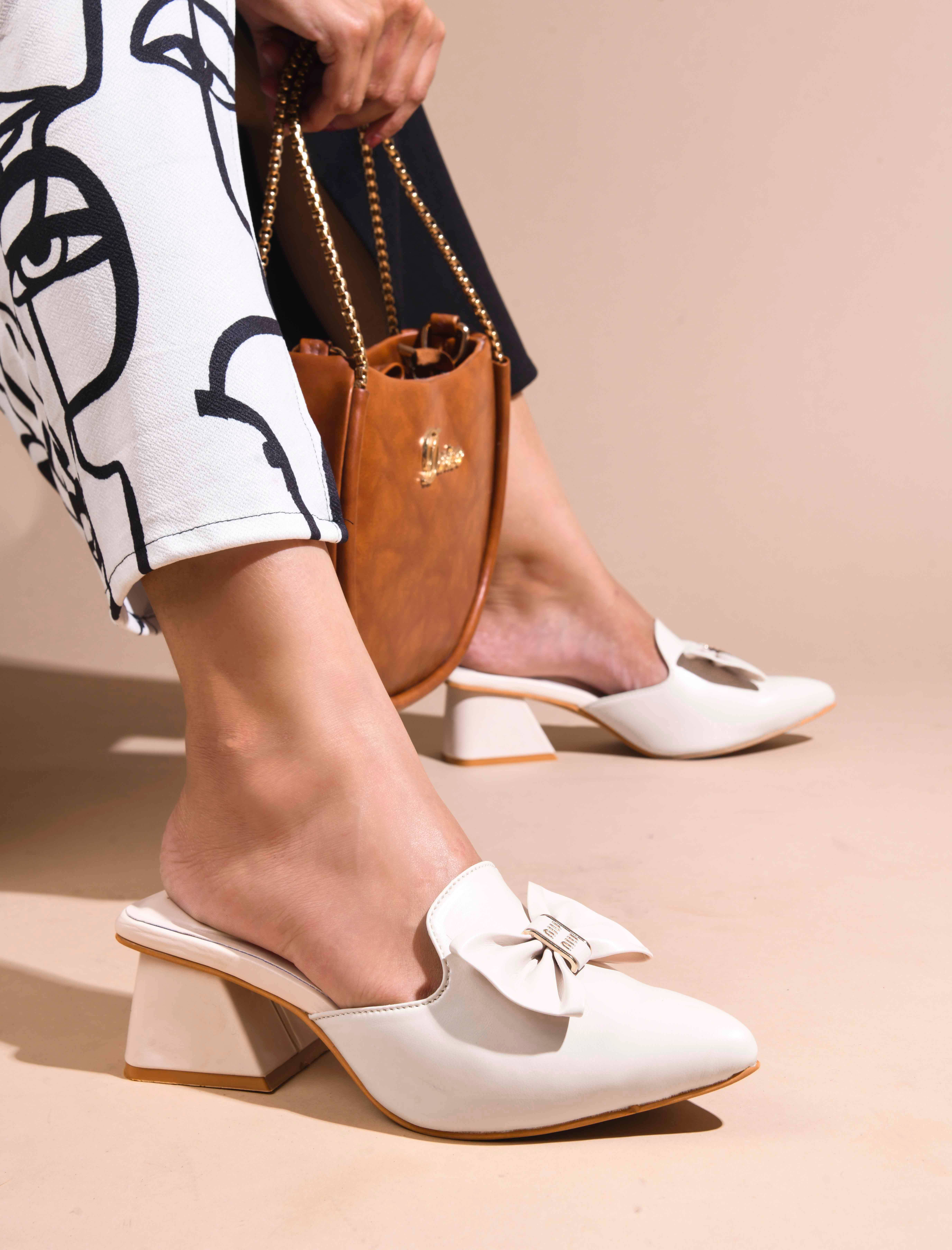 JM Looks Cream Women's Mules Heels     			JM Looks Cream Women's Mules Heels