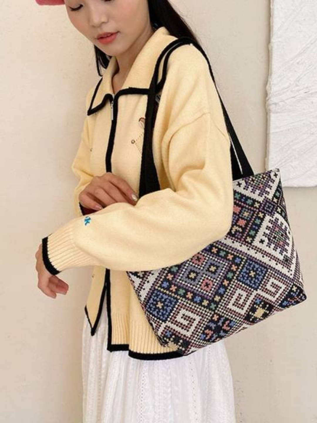     			LIKE STYLE Tote Bag Jute Set of 1 ( Grey Melange )
