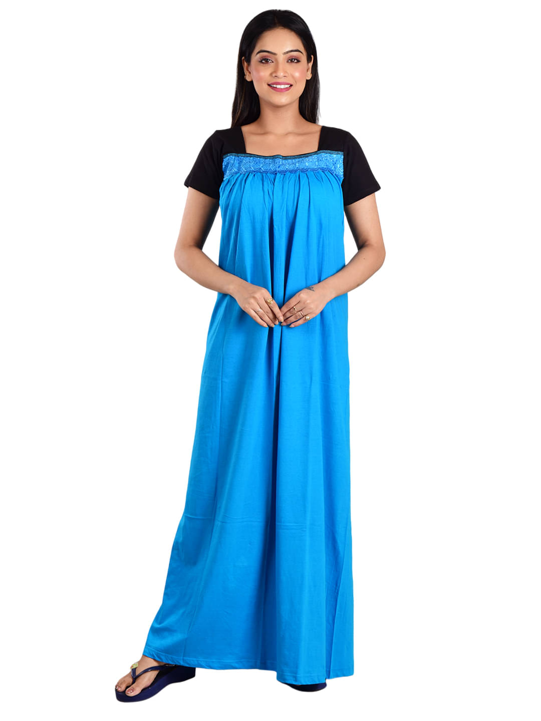     			PIYALI'S CREATION WOMEN'S Light Blue Hosiery Women's Nightwear Nighty & Night Gowns ( Pack of 1 )