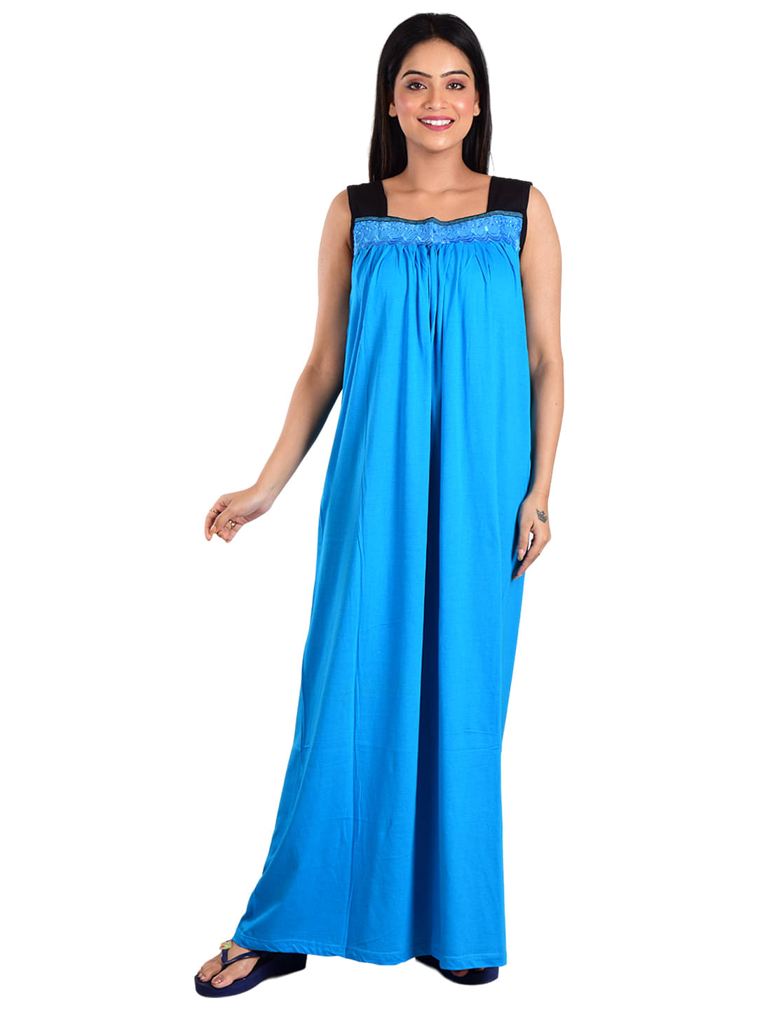     			PIYALI'S CREATION WOMEN'S Blue Hosiery Women's Nightwear Nighty & Night Gowns ( Pack of 1 )