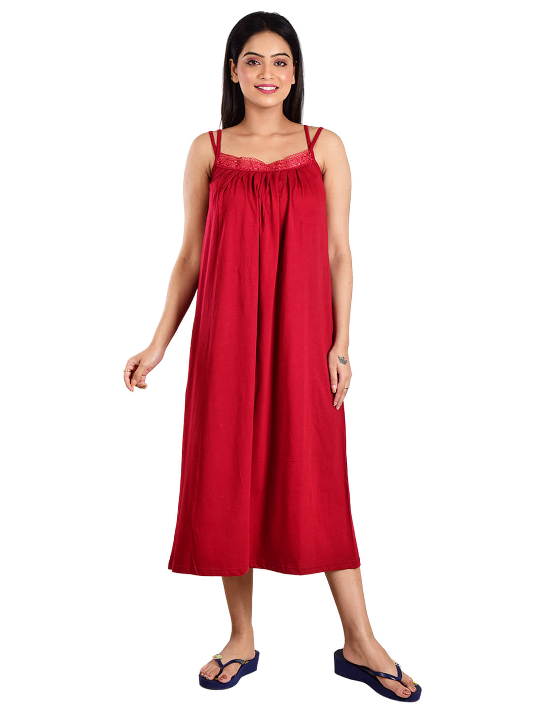 PIYALI'S CREATION WOMEN'S Maroon Hosiery Women's Nightwear Nighty & Night Gowns ( Pack of 1 )     			PIYALI'S CREATION WOMEN'S Maroon Hosiery Women's Nightwear Nighty & Night Gowns ( Pack of 1 )
