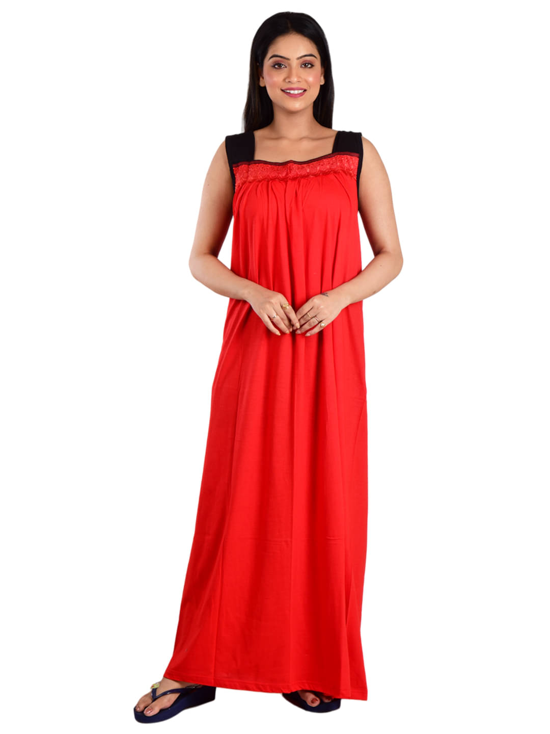     			PIYALI'S CREATION WOMEN'S Red Hosiery Women's Nightwear Nighty & Night Gowns ( Pack of 1 )