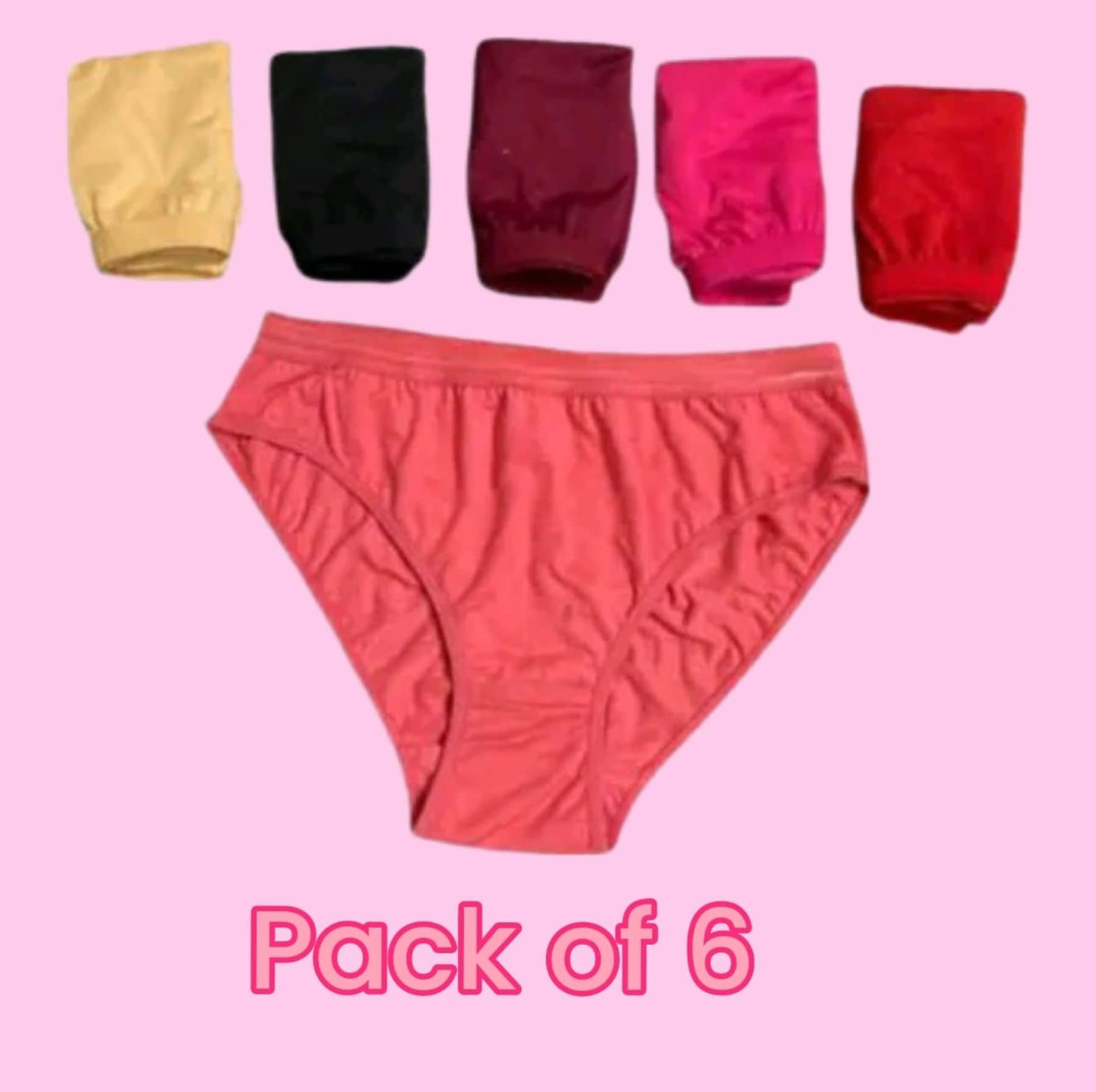 PIYURZ Pack of 6 Poly Cotton Solid Women's Briefs ( Multi Color )
