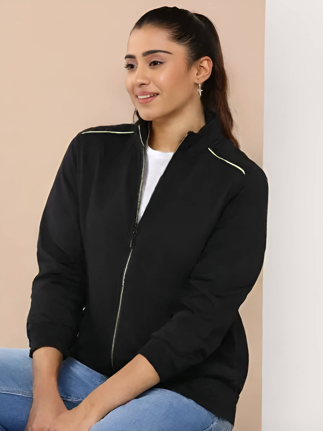 PLUS PARADISE Women Bomber Jacket ( Black ) PLUS PARADISE Women Bomber Jacket ( Black )
