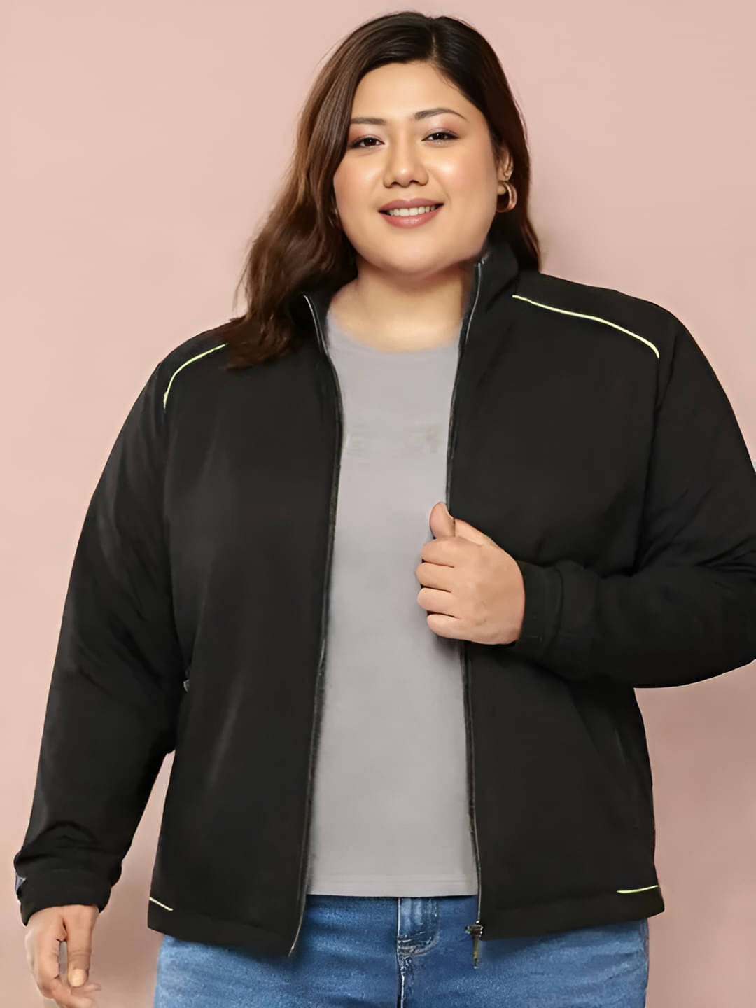     			PLUS PARADISE - Polyester Black Hooded Jackets