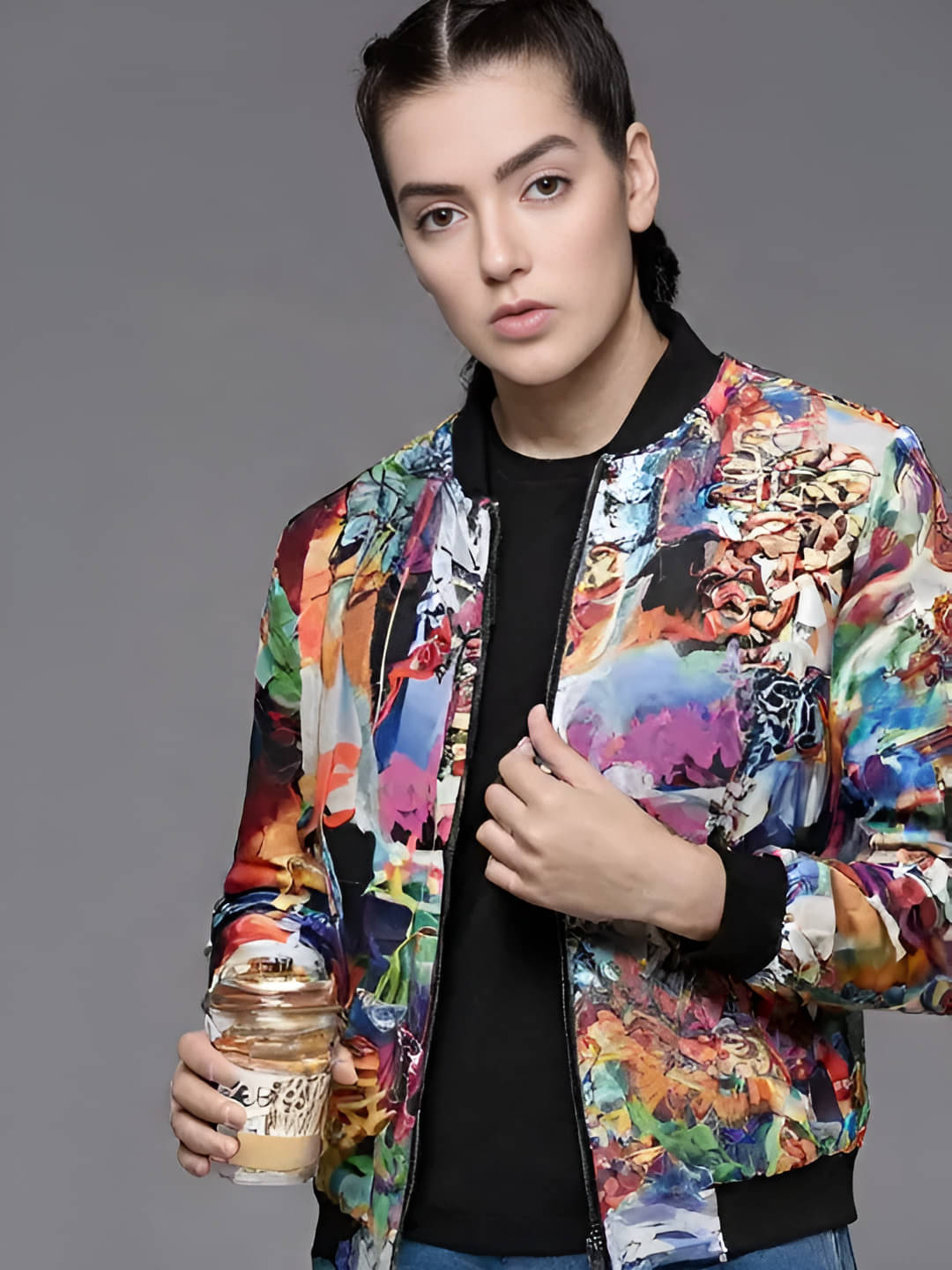 PLUS PARADISE - Polyester Multi Color Bomber Jackets PLUS PARADISE - Polyester Multi Color Bomber Jackets