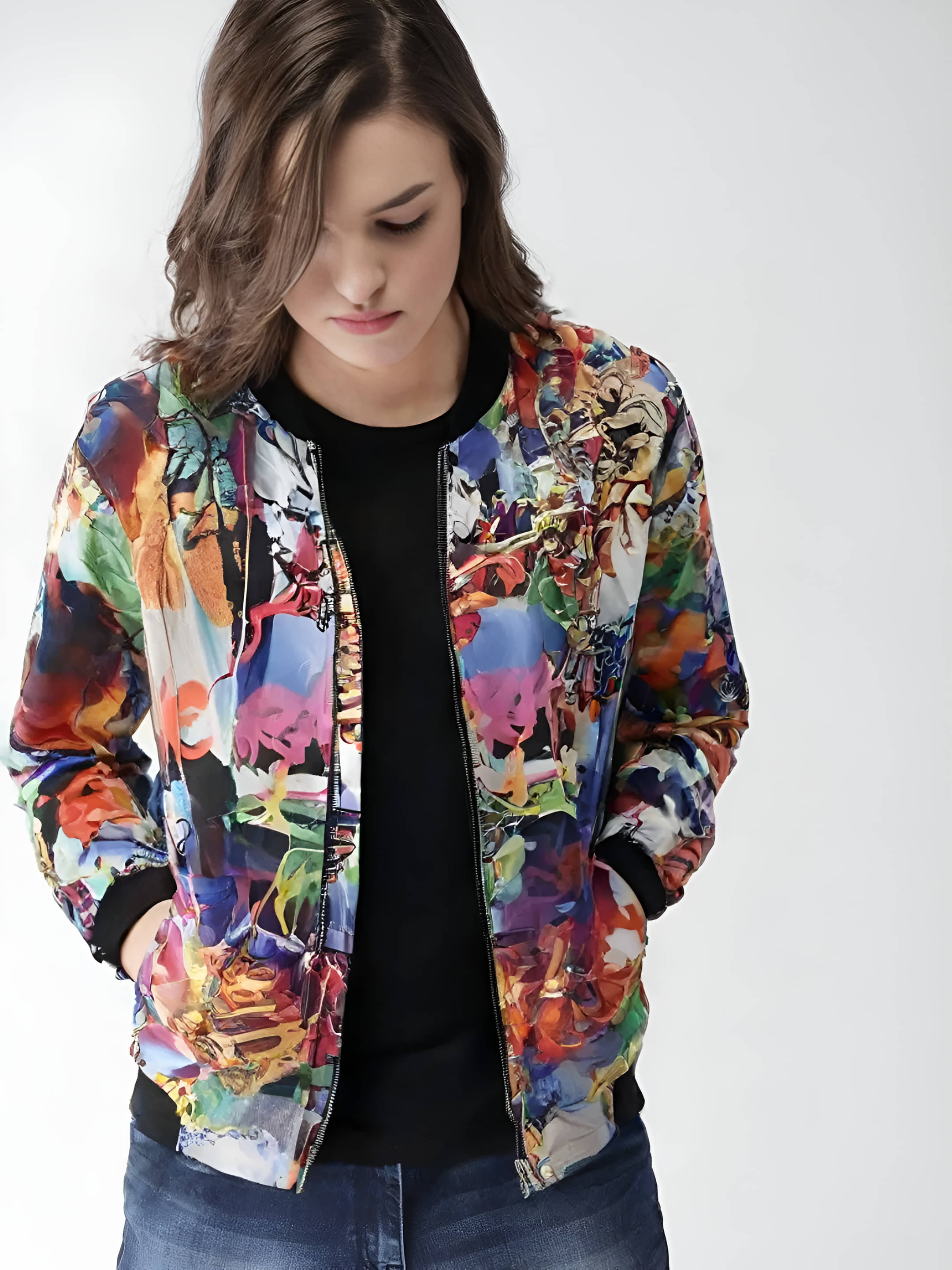 PLUS PARADISE - Polyester Multi Color Bomber Jackets PLUS PARADISE - Polyester Multi Color Bomber Jackets