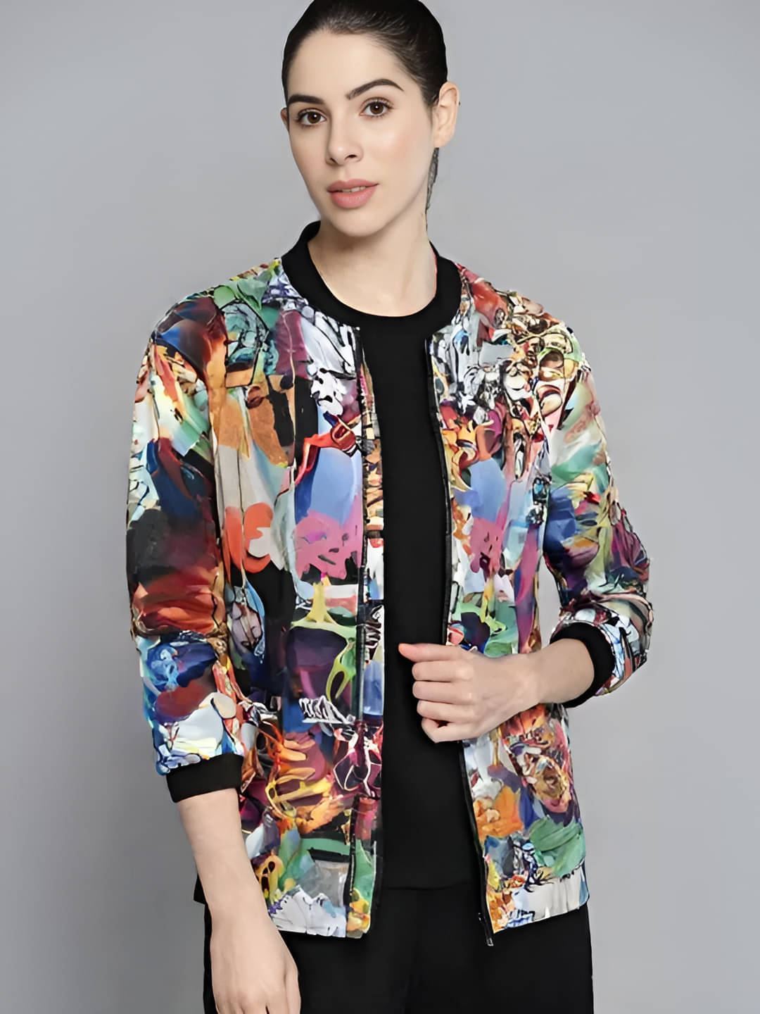 PLUS PARADISE - Polyester Multi Color Bomber Jackets PLUS PARADISE - Polyester Multi Color Bomber Jackets