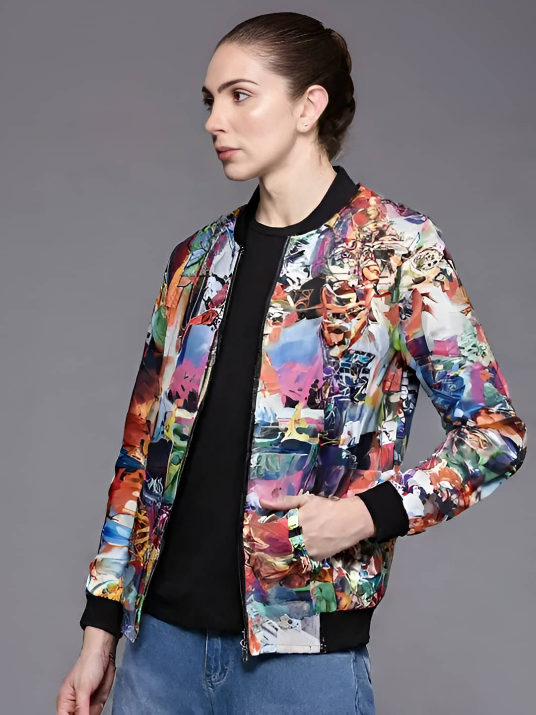     			PLUS PARADISE - Polyester Multi Color Bomber Jackets