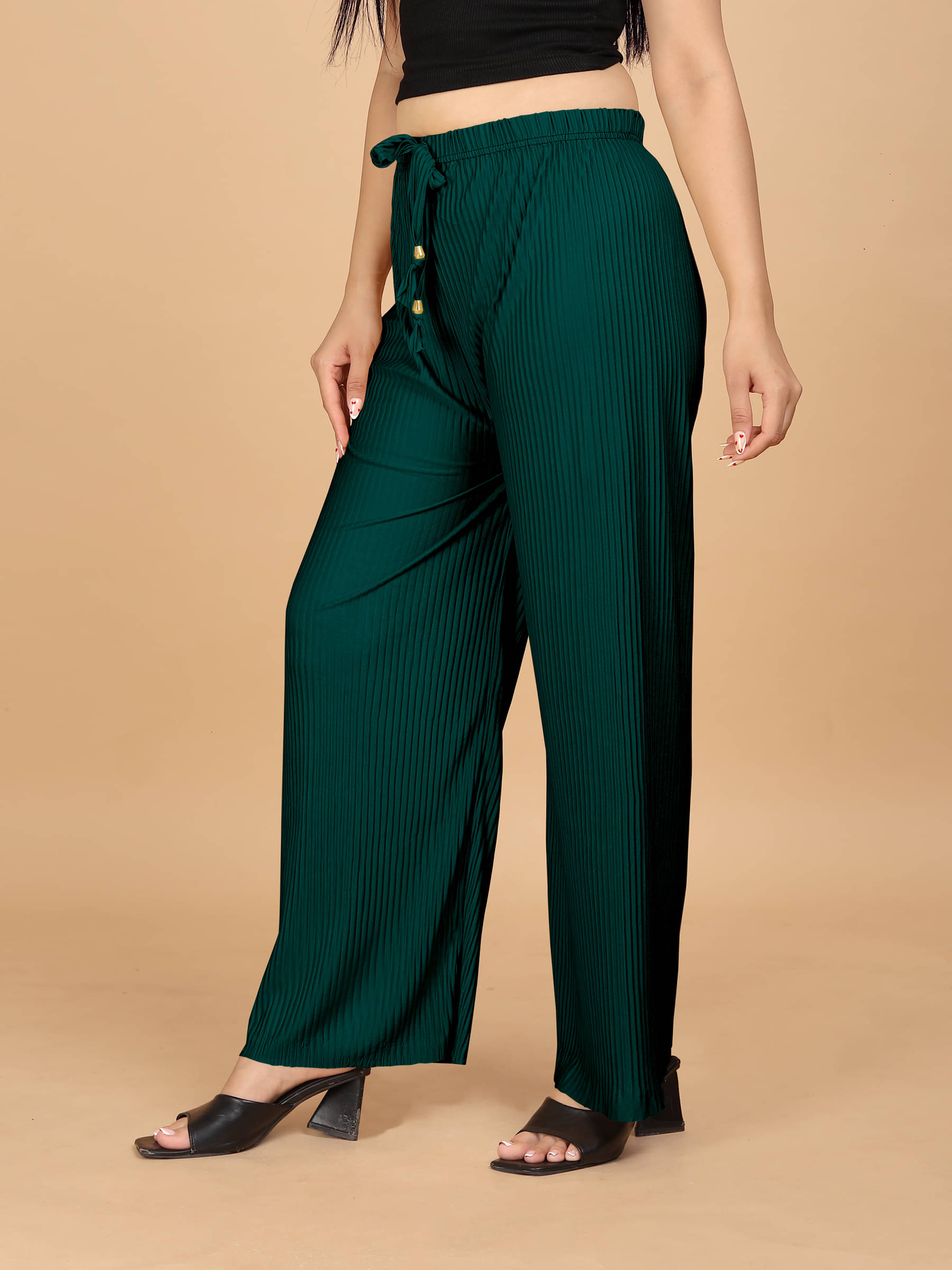 Riglozi Green Lycra Straight Women's Palazzos ( Pack of 1 )     			Riglozi Green Lycra Straight Women's Palazzos ( Pack of 1 )