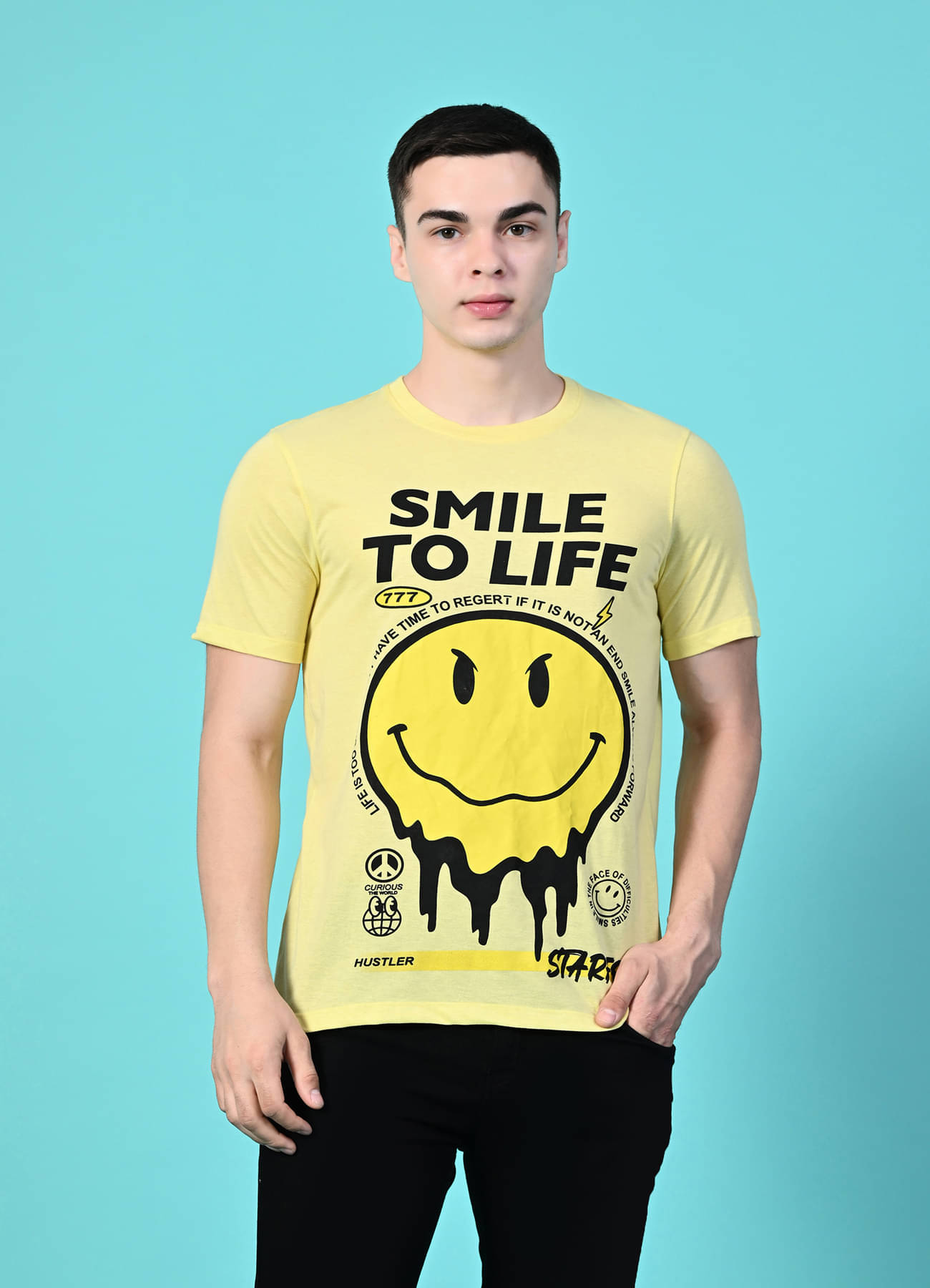     			STARFOX Pack of 1 Cotton Blend Regular Fit Men's T-Shirt ( Yellow )