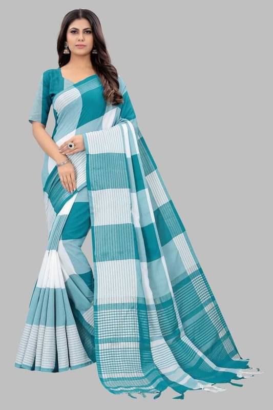    			Samai Cotton Silk Colorblock Saree With Unstitched Blouse Piece ( Multicolor9 )