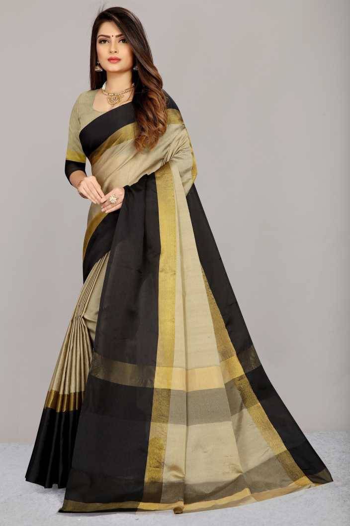     			Samai Cotton Silk Colorblock Saree With Unstitched Blouse Piece ( Multicolor )