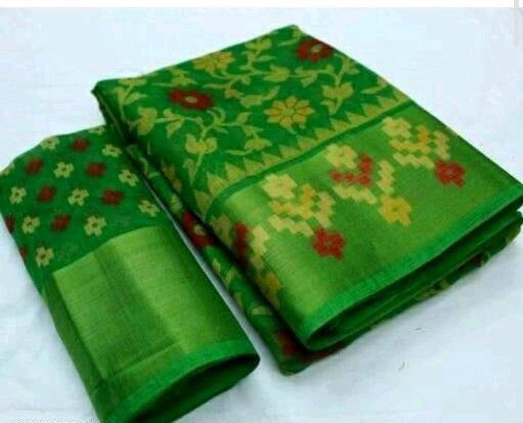     			Samai Cotton Silk Woven Saree With Unstitched Blouse Piece ( Green )