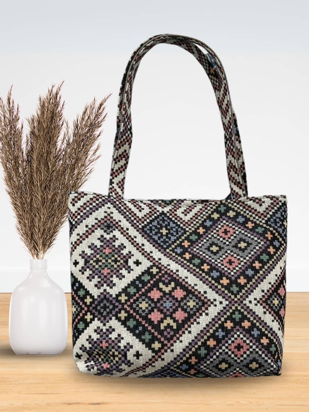    			TCRAZY Tote Bag Jute Set of 1 ( Grey Melange )