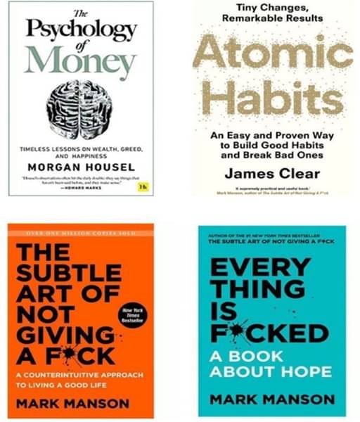     			The Psychology of money  Atomic habit  The subtle art Every thing