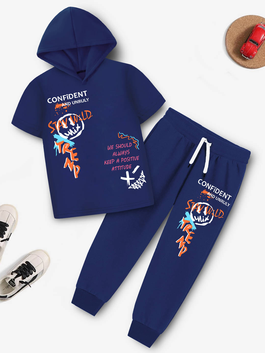 Trampoline Pack of 1 Boys Cotton Blend T-Shirt & Trackpants Set ( Blue )     			Trampoline Pack of 1 Boys Cotton Blend T-Shirt & Trackpants Set ( Blue )